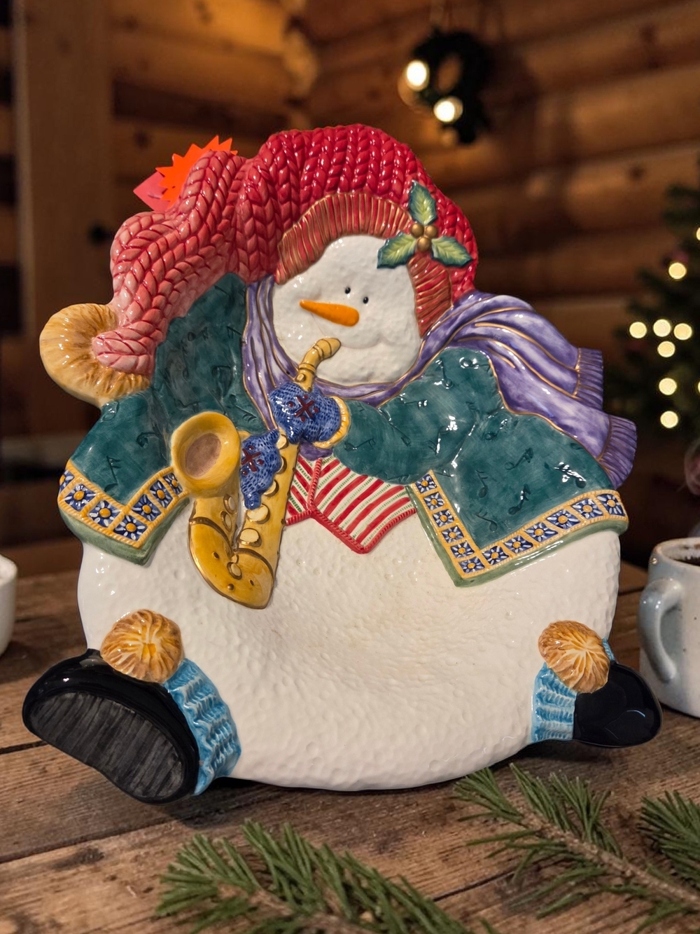 Fitz and Floyd Snowman Jamboree Serving Bowl Large